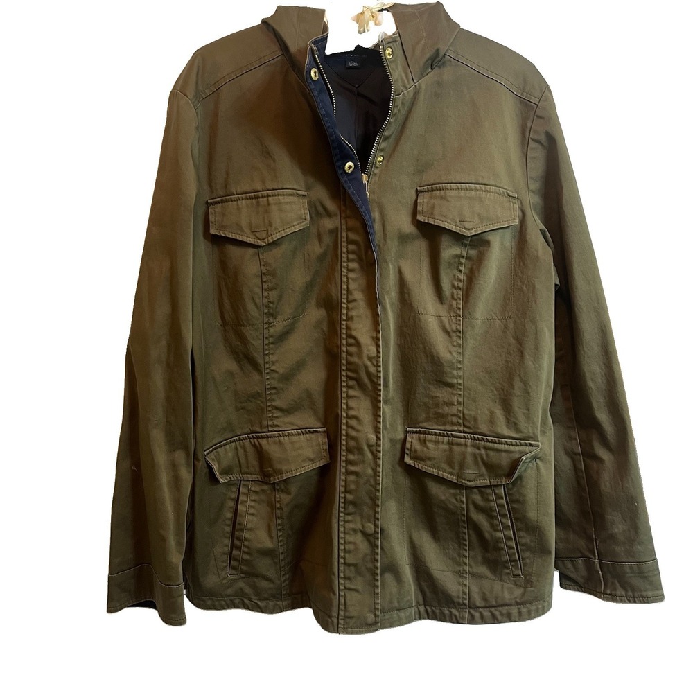 Tommy Hilfiger Jacket Womens Small Green Utility Field Coat Cargo Military Zip